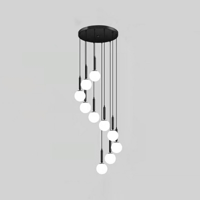 10-Light Cluster Pendant Light Minimalist Style Globe Shape Metal Hanging Lamps