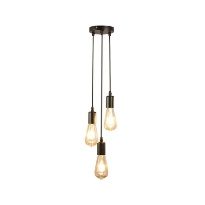 3-Light Cluster Pendant Light Minimalist Style Exposed Shape Metal Hanging Lights