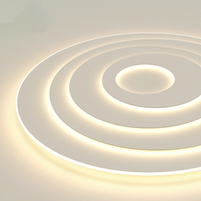 4-Tiers White LED Flush Mount Ceiling Light Fixture Modern Minimalist Circular Ring Flush Mount Lights for Living Room