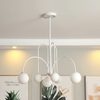 6-Light Ceiling Chandelier Minimalist Style Arched Shape Metal Suspension Light