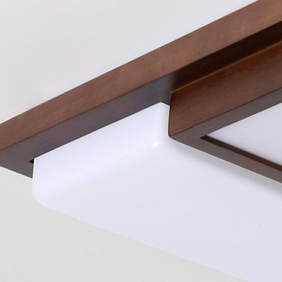 Brown Rectangle Flush Mount Ceiling Light Modern Style Ceiling Light Fixture with Walnut Wood