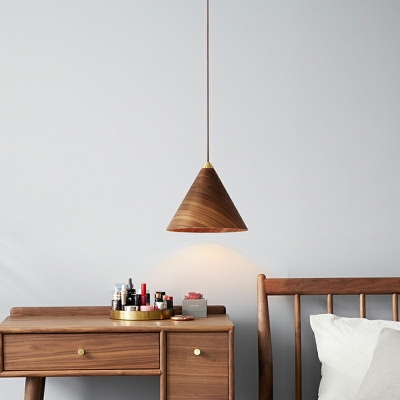 Cone Hanging Pendnant Lamp Modern Wood Minimalist Hanging Lamp for Dinning Room