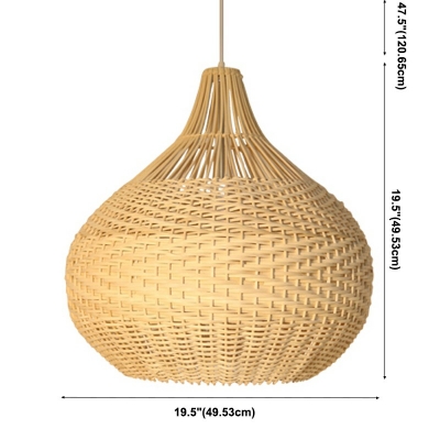 Contemporary Basket Pendant Light Fixtures Rattan Fiber Hanging Light Fixture