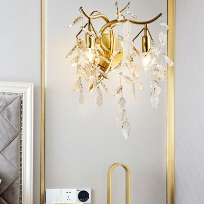 Craystal 2 Lights Flush Mount Wall Sconce Modern Elegant Sconce Light Fixture for Bedroom