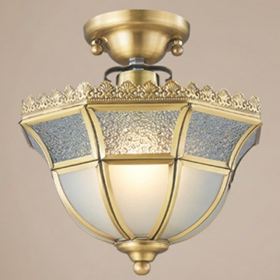 Creative Glass Colonial Style Semi-Flush Ceiling Fixture for Corridor Hallway and Bedroom