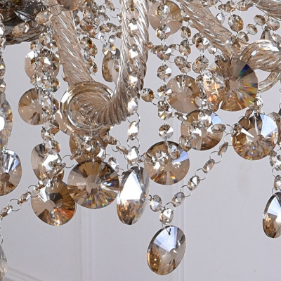 European Style Hanging Light Kit 8 Light Crystal Chandelier for Dining Room Living Room