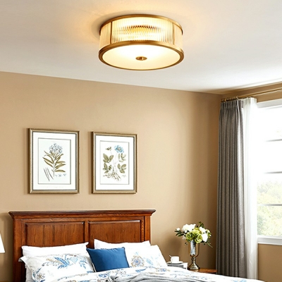 Gold Flush Mount Ceiling Light Fixture  Round Shade Modern Style Glass Led Flush Light for Living Room