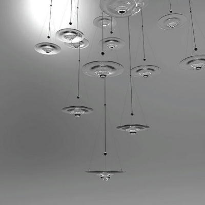 LED Glass Hanging Ceiling Light Modern Basic Clear Pendants Light Fixtures for Living Room