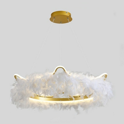 Modern Hanging Lights Third Gear Feather Hanging Light Kit for Living Room