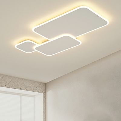 White Led Flush Mount Lights Rectangle Shade Modern Style Acrylic Led Flush Mount Fixture for Dining Room