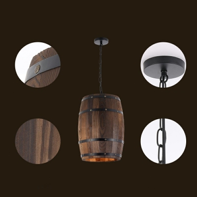 1-Light Drop Pendant Industrial Style Bucket Shape Metal Hanging Lights