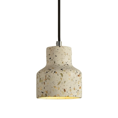 1-Light Pendant Light Minimalist Style Cylinder Shape Stone Hanging Lamp Kit