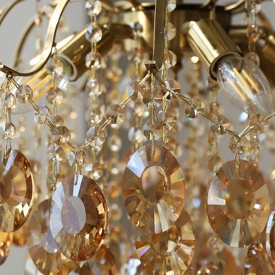 10-Light Chandelier Lamp Traditional Style Beaded Shape Crystal Hanging Ceiling Light