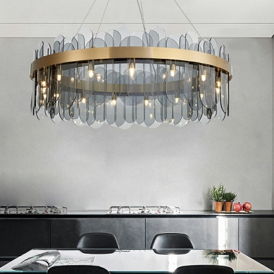 10-Light Hanging Chandelier Contemporary Style Round Shape Metal Ceiling Suspension Lamp