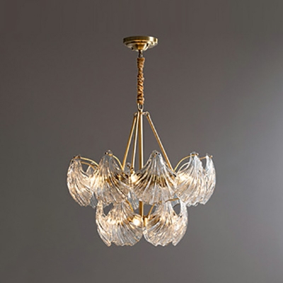 11-Light Ceiling Lamp Traditional Style Shell Shape Metal Chandelier Pendant Light