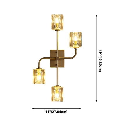 4-Light Sconce Light Fixtures Modernist Style Square Shape Metal Wall Mount Lighting