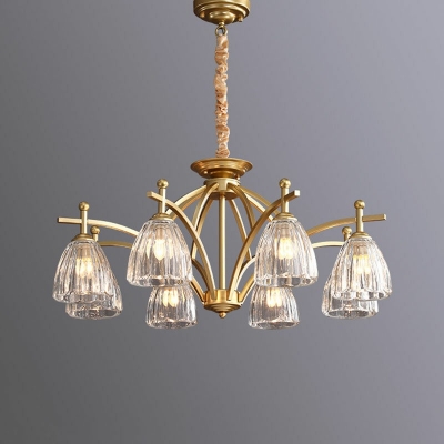 8-Light Pendant Chandelier Traditional Style Bell Shape Metal Suspension Light