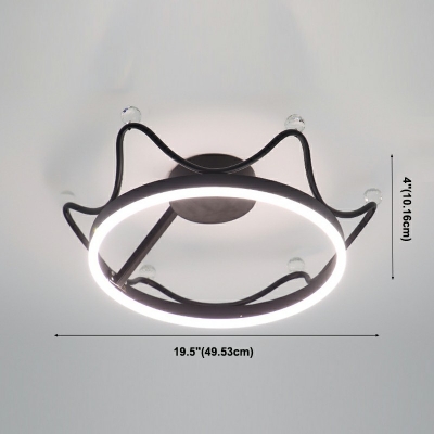 Black Semi Flush Crown Shade Modern Style Acrylic Semi-Flush Mount for Living Room