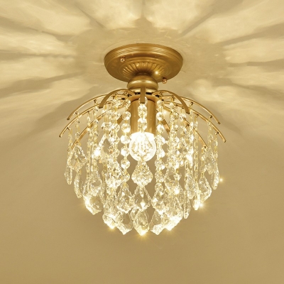 Creative Crystal Warm Decorative Semi Flush Ceiling Fixture for Bedroom Hall and Corridor