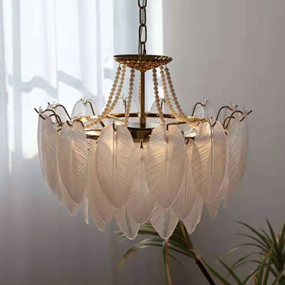 Glass 6 Lights Vintage Hanging Ceiling Lights Traditional Chandelier Pendant Light for Bedroom