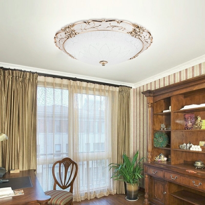 White Flush Mount Ceiling Fixture Round Shade Modern Style Glass Led Flush Light for Living Room