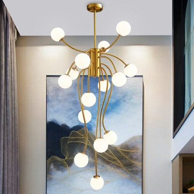 15-Light Suspended Lighting Fixture Modernist Style Globe Shape Metal Chandelier Lights