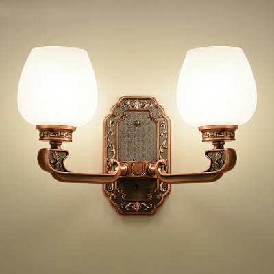 2-Light Sconce Lamp Traditional Style Cylinder Shape Metal Wall Mounted Light