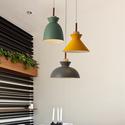 3-Light Pendant Light Fixtures Minimalist Style Cone Shape Wood Hanging Ceiling Lights