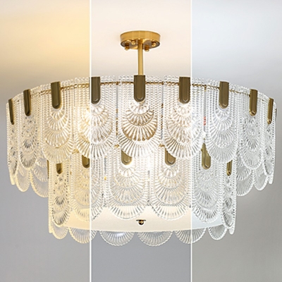 Clear Chandelier Shell Shade Hanging Light Modern Style Glass Pendant Light for Living Room