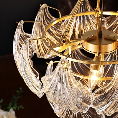 Modern Style Glass Chandelier Light 6 Lights Nordic Style Metal Pendant Light for Living Room Bedroom