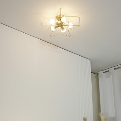 Modern Style LED Flushmount Light Industrial Style Star Shaped Metal Celling Light for Bedroom
