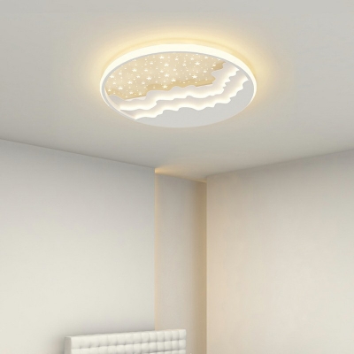 White Flush Ceiling Light Round Shade Modern Style Acrylic Led Surface Mount Ceiling Lights for Living Room