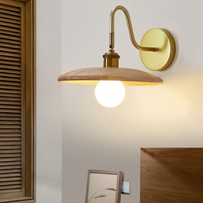 Wood 1 Light Wall Mounted Lighting Modern Minimalism Flush Wall Sconce for Bedroom