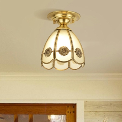 1-Light Flush Mount Light Traditional Style Bell Shape Metal Ceiling Mounted Fixture