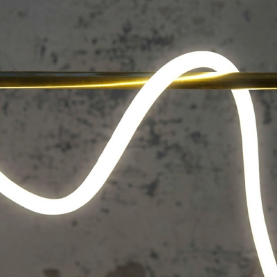 1-Light Hanging Pendant Minimal Style Liner Shape Metal Warm Light Island Lighting Ideas