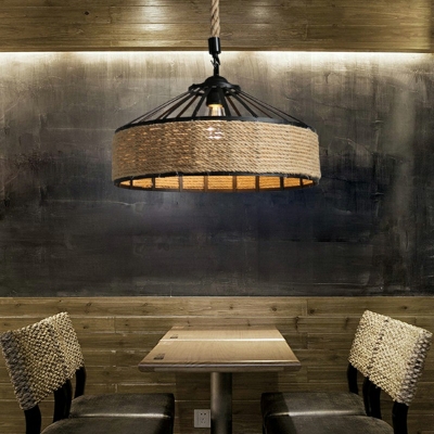 1-Light Suspension Lamp Industrial Style Cage Shape Metal Pendant Ceiling Lights