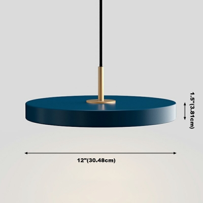 1-Light Suspension Pendant Minimalist Style Dish Shape Metal Third Gear Light Ceiling Lamp