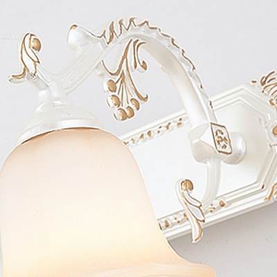 3 Lights Traditional Flush Mount Wall Sconce Vintage Glass Vanity Lamp for Bathroom