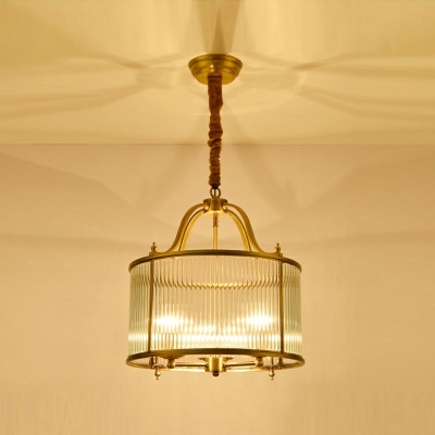 4-Light Pendant Lighting Traditional Style Cylinder Shape Metal Chandelier Light Fixture