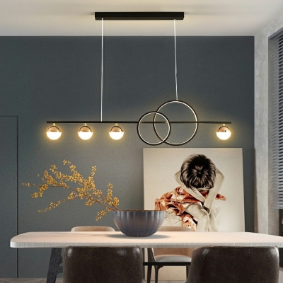 6 Lights Globe Shade Hanging Light Modern Style Metal Pendant Light for Living Room