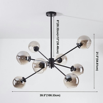 8 Lights Chandelier Lighting Fixtures Metal and Glass Modern Hanging Chandelier for Living Room