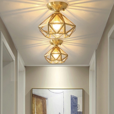 Creative Glass Colonial Style Semi-Flush Ceiling Light for Corridor Hallway and Bedroom