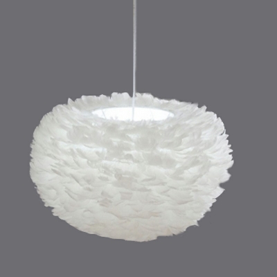 Feather Material Hanging Lights 3 Light Chandelier for Living Room