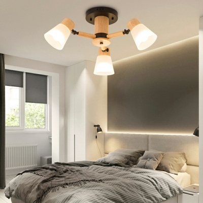 Modern Style LED Flushmount Light Nordic Style Wood Glass Celling Light for Bedroom Living Room