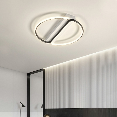 White and Black Flush Ceiling Light Round Shade Simplicity Style Acrylic Led Surface Mount Ceiling Lights for Living Room