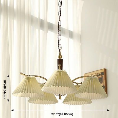 White Chandelier Umbrella Shade Hanging Light Modern Style Fabric Pendant Light for Living Room