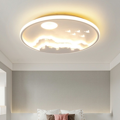 White Led Flush Light Round Shade Modern Style Acrylic Led Surface Mount Ceiling Lights for Dining Room