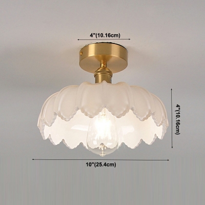 1-Light Flushmount Lighting Minimalism Style Barn Shape Glass Ceiling Light Fixtures