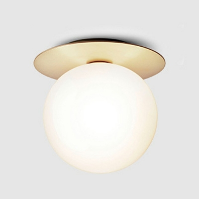 1-Light Flushmount Lighting Minimalism Style Globe Shape Glass Ceiling Light Fixtures