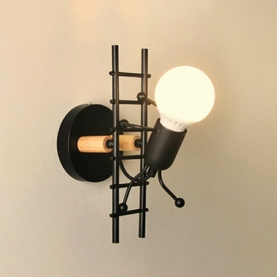 1-Light Sconce Light Fixtures Kids Style Exposed Shape Metal Wall Mounted Lighting